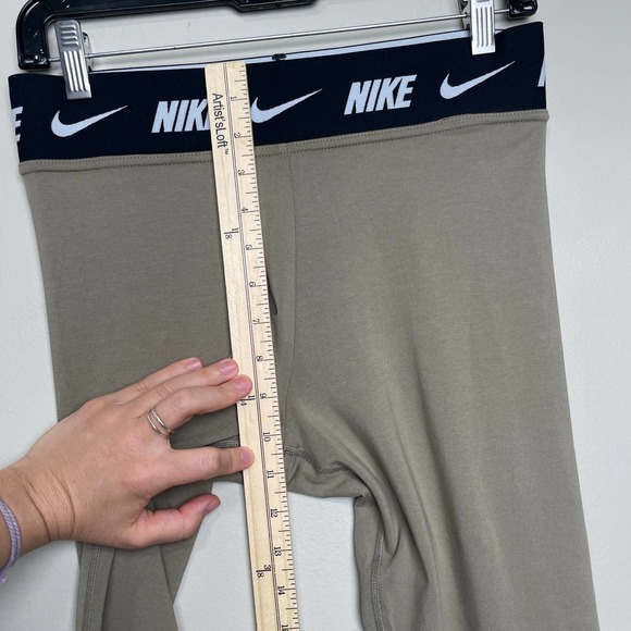 Nike Sportswear Club High Waisted Leggings Logo Jersey Olive Sage Green M - Picture 7 of 10